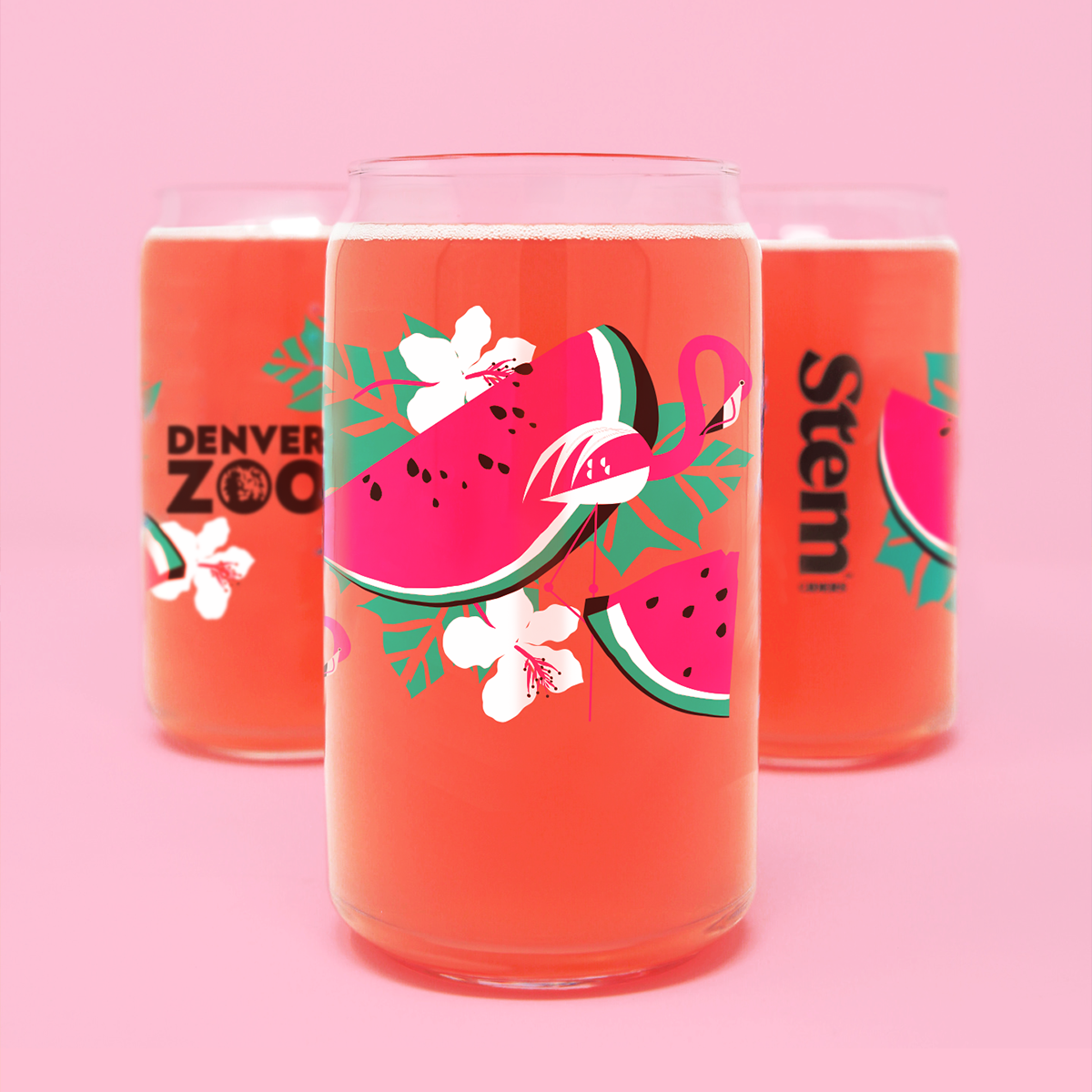 flamingo watermelon glass